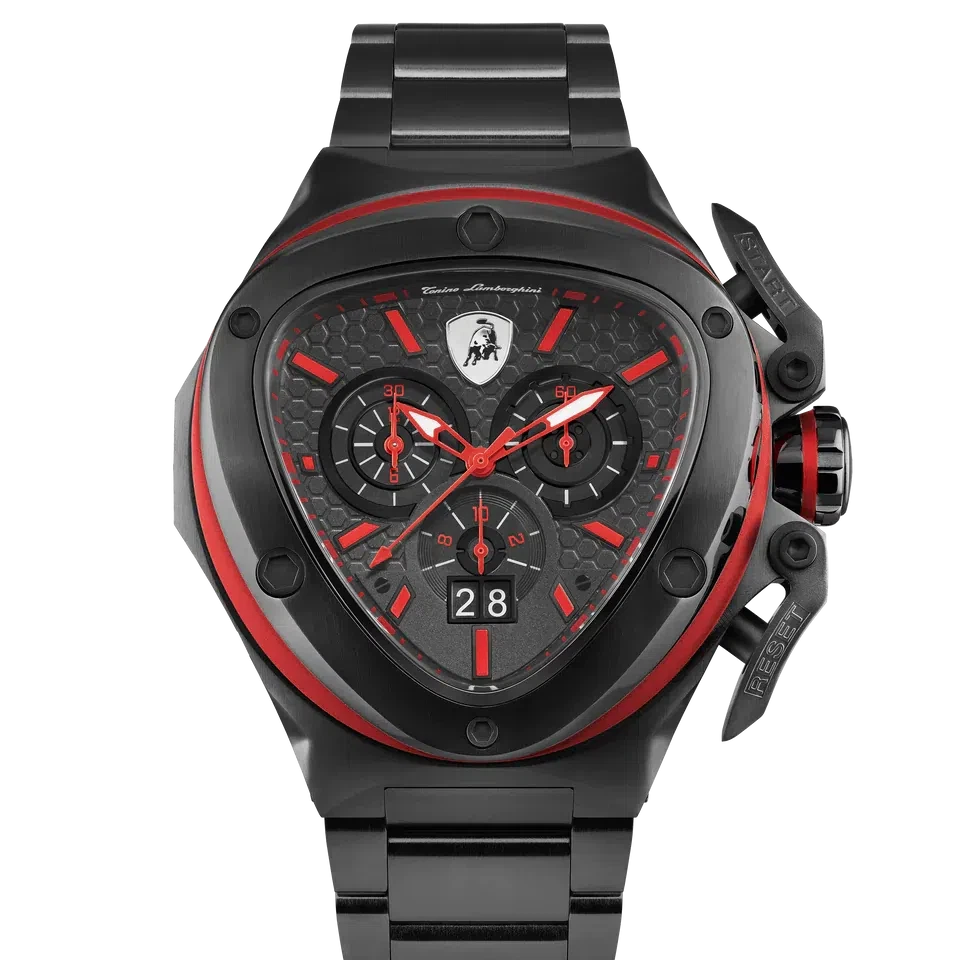 TONINO LAMBORGHINI Spyder X Steel Bracelet Watch Black / Red