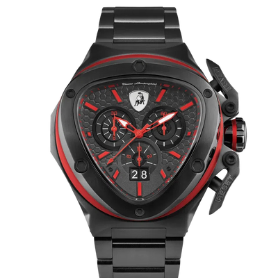 TONINO LAMBORGHINI Spyder X Steel Bracelet Watch Black / Red