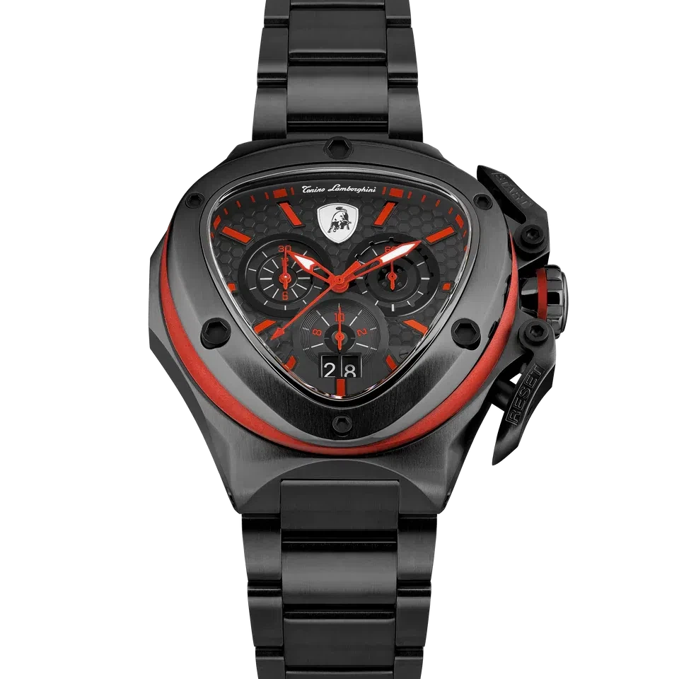 TONINO LAMBORGHINI Spyder X Steel Bracelet Watch Black / Red