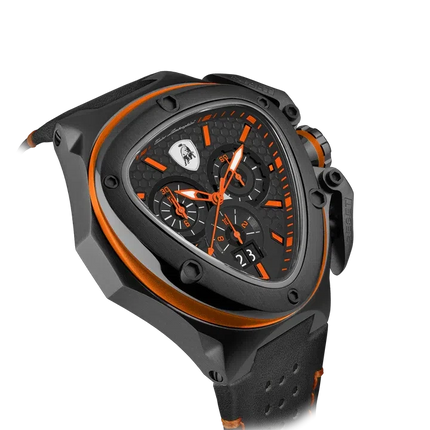 TONINO LAMBORGHINI Spyder X Leather Watch Black / Orange
