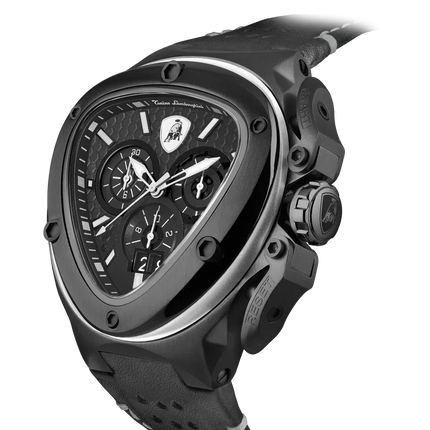 TONINO LAMBORGHINI Spyder X Leather Watch Black / White