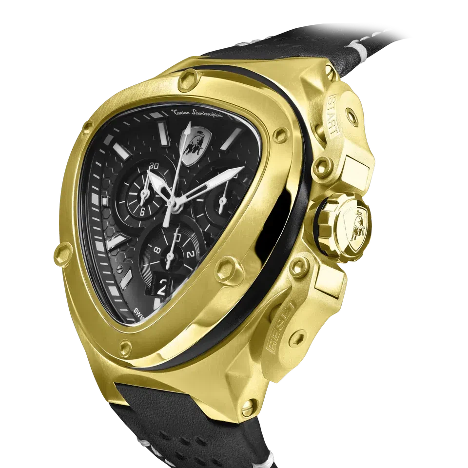 TONINO LAMBORGHINI Spyder X Leather Watch Yellow Gold