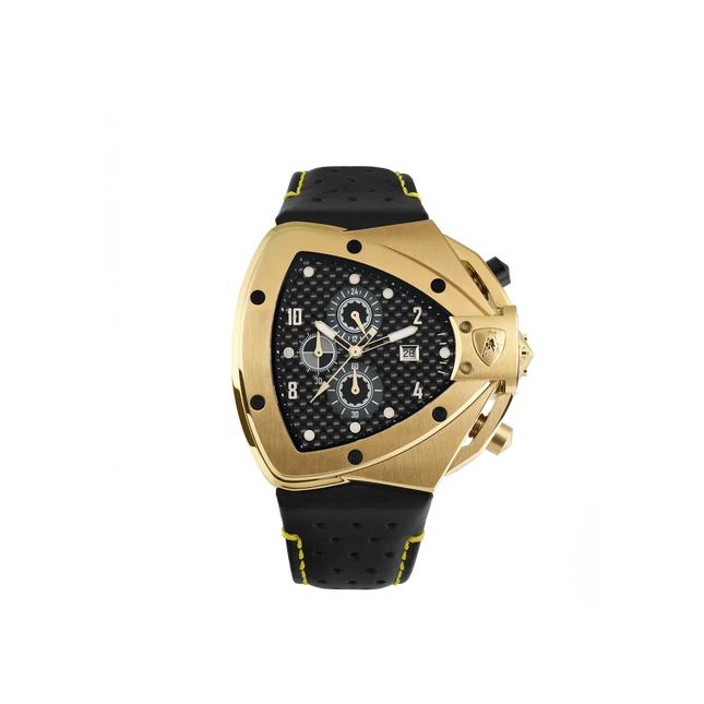 TONINO LAMBORGHINI Spyder H Leather Watch Yellow Gold