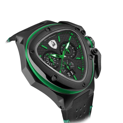 TONINO LAMBORGHINI Spyder X Leather Watch Black Green