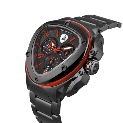TONINO LAMBORGHINI Spyder X Steel Bracelet Watch Black / Red