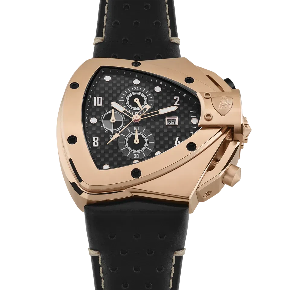 TONINO LAMBORGHINI Spyder H Leather Watch Rose Gold