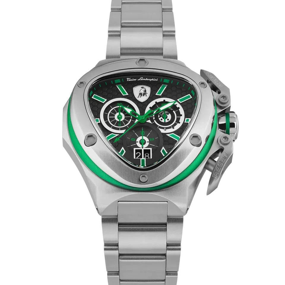 TONINO LAMBORGHINI Spyder X Steel Watch Silver / Green