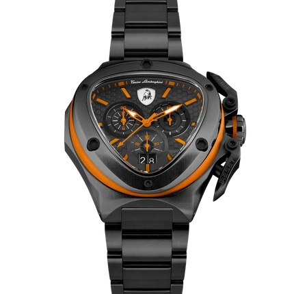 TONINO LAMBORGHINI Spyder X Steel Bracelet Watch Black / Orange