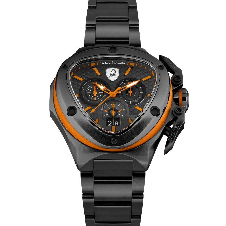 TONINO LAMBORGHINI Spyder X Steel Bracelet Watch Black / Orange