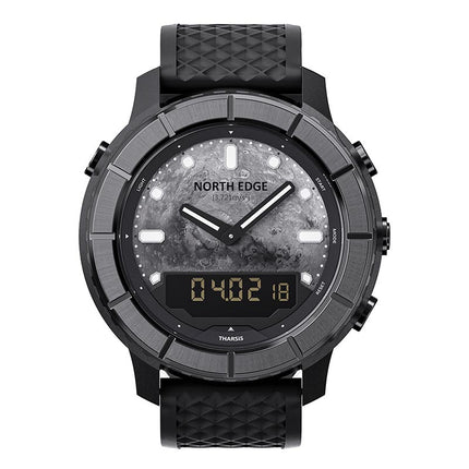 NORTH EDGE THARSIS Outdoor Tactical Digital Watch Carbon Fiber Case 304 Stainless Steel Bezel Barometer Mars-patterned 50M Waterproof Men's Watch