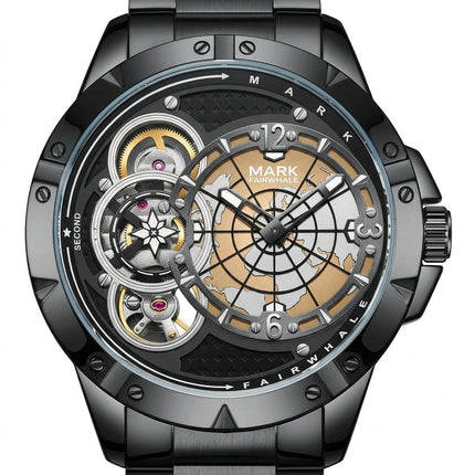 Mark Fairwhale FW-6005 ORBIMAR - Men’s Skeleton Automatic World Map Watch
