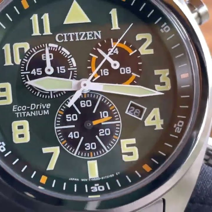 CITIZEN Garrison Super Titanium Pilot Chronograph Watch AT2480-81X