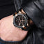 MEGIR Men's Night Dweller Chronograph Date 48mm Silicone Strap Watch Rose Gold / Black