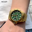 MEGIR ELITE Men's GMT Date 43mm Stainless Steel Gold / Green Oyster Bracelet Watch