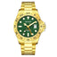 MEGIR ELITE Men's GMT Date 43mm Stainless Steel Gold / Green Oyster Bracelet Watch