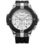 MEGIR Men's Night Dweller Chronograph Date 48mm Silicone Strap Watch Silver / Black