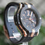 MEGIR Men's Night Dweller Chronograph Date 48mm Silicone Strap Watch Rose Gold / Black