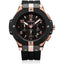 MEGIR Men's Night Dweller Chronograph Date 48mm Silicone Strap Watch Rose Gold / Black