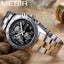 MEGIR Men's Avenger Chronograph Date 45mm Stainless Steel Bracelet Watch Silver / Black