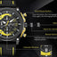 MEGIR Men's Racer Chronograph Date 45mm Black / Gold / Yellow Silicone Strap Watch