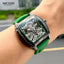 MEGIR Men's Aircraft Hollow Automatic Mechanical 44mm Silicone Strap Watch Green