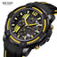 MEGIR Men's Moto Racer Chronograph Date 45mm Black / Yellow Silicone Strap Watch