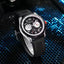 MEGIR Men's Pilot Q Chronograph Date 43mm Silicone Strap Watch Black