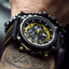 MEGIR Men's Racer Chronograph Date 45mm Black / Gold / Yellow Silicone Strap Watch