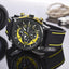 MEGIR Men's Racer Chronograph Date 45mm Black / Gold / Yellow Silicone Strap Watch