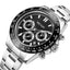 MEGIR Men's Speedster Chronograph Date 43mm Stainless Steel Silver / Black Oyster Bracelet Watch