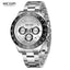 MEGIR Men's Speedster Chronograph Date 43mm Stainless Steel Silver Oyster Bracelet Watch