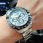 MEGIR Men's Speedster Chronograph Date 43mm Stainless Steel Silver Oyster Bracelet Watch