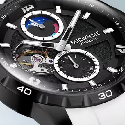 Mark Fairwhale MOON SPORT 44mm Men’s Automatic Skeleton Watch White/Black
