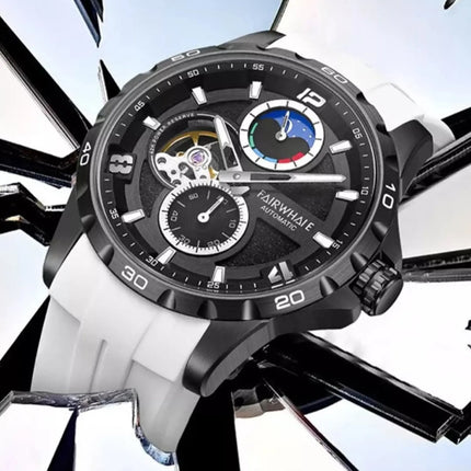 Mark Fairwhale MOON SPORT 44mm Men’s Automatic Skeleton Watch White/Black
