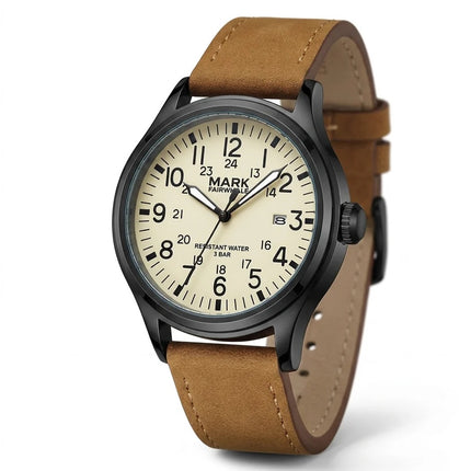 Mark Fairwhale BRAVEROX - Men’s Waterproof Brown Leather Watch