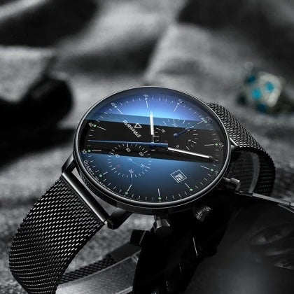 Mark Fairwhale Men's Milanese Classic Chrono Watch Black Edition