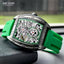 MEGIR Men's Aircraft Hollow Automatic Mechanical 44mm Silicone Strap Watch Green