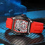 MEGIR Men's Aircraft Hollow Automatic Mechanical 44mm Silicone Strap Watch Red