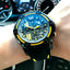 MEGIR Men's Moto Racer Chronograph Date 45mm Black / Yellow Silicone Strap Watch