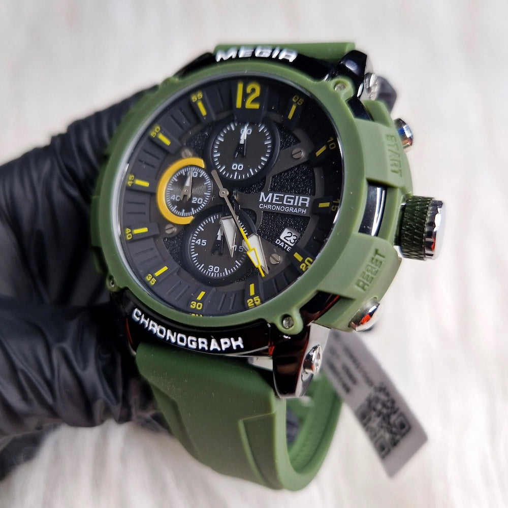 MEGIR Men's Military Sport Chronograph Army Green Watch