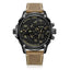 MEGIR Men's Giant Chronograph Dual Time 48mm Ionic Black / Brown Leather Watch