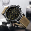 MEGIR Men's Giant Chronograph Dual Time 48mm Ionic Black / Brown Leather Watch