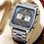 MEGIR Men's Gulf Monaco Homage Chronograph Silver / Blue Steel Bracelet Watch