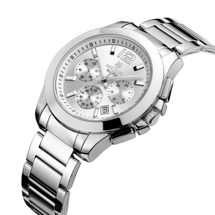 MEGIR Women's Classic Chronograph Watch Silver