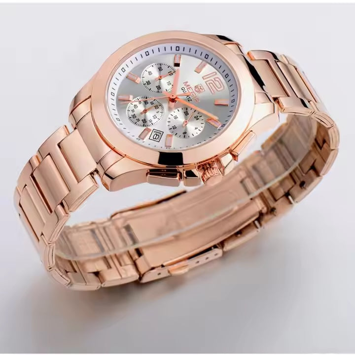 MEGIR Women's Classic Chronograph Watch Rose Gold