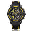 MEGIR Men's Moto Racer Chronograph Date 45mm Black / Yellow Silicone Strap Watch