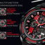 MEGIR Men's Moto Racer Chronograph Date 45mm Black / Red Silicone Strap Watch