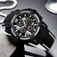 MEGIR Men's Moto Racer Chronograph Date 45mm Black / White Silicone Strap Watch