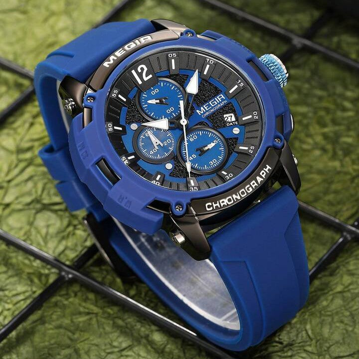 MEGIR Men's Military Sport Chronograph Royal Blue Watch