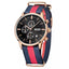 MEGIR Men's Nautical Series Chronograph Date 45mm Nylon Strap Watch Rose Gold / Blue Red